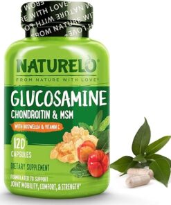 NATURELO Glucosamine Chondroitin MSM with Boswellia and Vitamin C - Joint Support Supplement - 120 Capsules