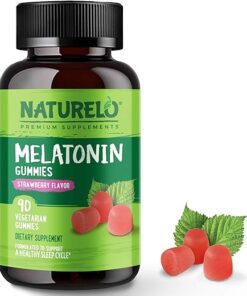 NATURELO Melatonin Gummies – Non-GMO, Gluten-Free, Soy Free - Strawberry Flavor - Gentle Sleep Supplement - 90 Vegetarian Gummies