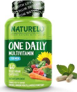 NATURELO One Daily Multivitamin for Men - with Vitamins & Minerals + Organic Whole Foods - Supplement to Boost Energy, General Health - Non-GMO - 60 Capsules - 2 Month Supply