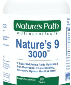 Nature's 9 3000 Essential Amino Acids Supplement, Best EAA Amino Acid Complex All 9 Essential Amino Acid Pills, Vegan Aminos 90 Pill 1 Gram Per Tablet