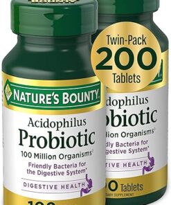 Nature's Bounty Acidophilus Probiotic, Daily Probiotic Supplement, Supports Digestive Health, Twin Pack, 100 Count (Pack of 2)