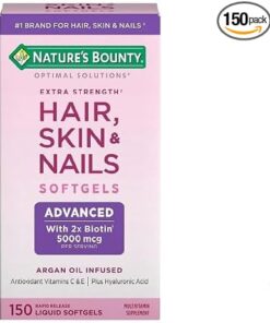 Nature's Bounty Advanced Hair, Skin & Nails, Argan-Infused Vitamin Supplement with Biotin and Hyaluronic Acid, 150 Rapid Release Softgels