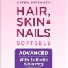 Nature's Bounty Advanced Hair, Skin & Nails, Argan-Infused Vitamin Supplement with Biotin and Hyaluronic Acid, 150 Rapid Release Softgels