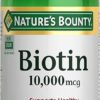 Nature's Bounty Biotin, Supports Healthy Hair, Skin and Nails, 10,000 mcg, Rapid Release Softgels, 120 Ct