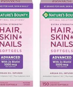 Nature's Bounty Hair, Skin & Nails Rapid Release Softgels, Argan-Infused Vitamin Supplement with Biotin and Hyaluronic Acid, Supports Hair, Skin, and Nail Health for Women, 150...