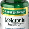 Nature's Bounty Melatonin, 100% Drug Free Sleep Aid, Promotes Relaxation and Sleep Health, 1mg, 180 Tablets