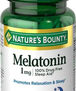 Nature's Bounty Melatonin, 100% Drug Free Sleep Aid, Promotes Relaxation and Sleep Health, 1mg, 180 Tablets