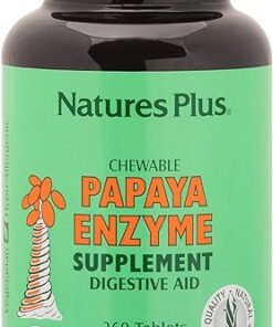 Natures Plus Papaya Enzyme - 6 mg Papain - All Natural Digestive Aid Supplement, Contains Amylase & Protease - 360 Chewable Tablets (360 Servings)