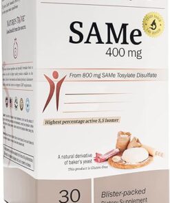 Nature's Trove SAM-e 400mg 30 Enteric Coated Caplets. Vegan, Kosher, Non-GMO, Soy Free, Gluten Free - Mood and Joint Support - Cold Form Blister Packed.