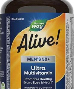 Nature's Way Alive! Men’s 50+ Daily Ultra Multivitamin, High Potency Formula, Supports Healthy Brain, Eyes & Heart*, with Methlyated B12, Gluten-Free, 150 Tablets (Packaging May...