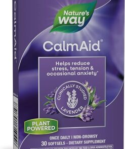 Nature's Way CalmAid, with Silexan Lavender Oil, Helps Reduce Tension and Stress*, Non-Drowsy, 30 Softgels (Packaging May Vary)