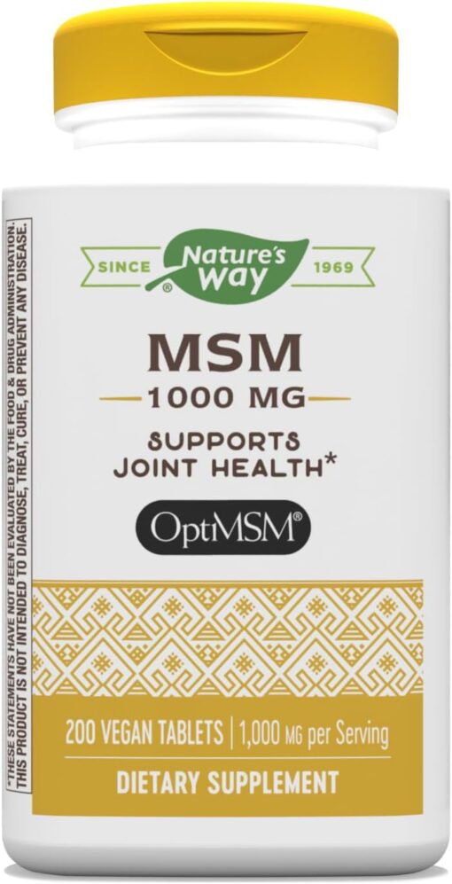 Nature's Way MSM 1000 mg - Joint Health Supplement* - With Methylsulfonylmethane - Gluten-Free & Vegan - 200 Tablets