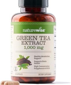 NatureWise Green Tea Extract Capsules 1000 mg - 50% EGCG & 98% Polyphenols - Extra Strength Antioxidants for Heart Health and Energy - Vegan, Gluten Free, Non-GMO - 60...