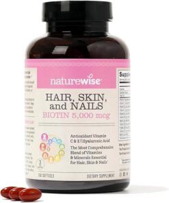 NatureWise Hair Skin and Nails Vitamin, Biotin 5000mcg w/Hyaluronic Acid, Collagen, Multivitamin for Women w/Vitamin C, B Complex, D3, A, E, Iron - Non-GMO, Gluten Free - 150...