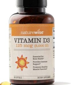 NatureWise Vitamin D3 5000iu (125 mcg) 1 Year Supply for Healthy Muscle Function, and Immune Support, Non-GMO, Gluten Free in Cold-Pressed Olive Oil, Packaging Vary ( Mini...