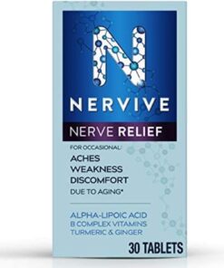 Nervive Nerve Relief, with Alpha Lipoic Acid, to help Reduce Nerve Aches, Weakness, & Discomfort in Fingers, Hands, Toes, & Feet*†, ALA, Vitamins B12, B6, & B1, Turmeric,...