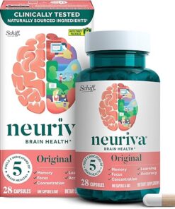 NEURIVA Original Decaffeinated Clinically Tested Nootropic Brain Supplement for Memory, Focus & Concentration, NeuroFactor & Phosphatidylserine, 28ct Capsules