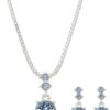 Nine West Women's Boxed Necklace/Pierced Earrings Set, Silver/Blue, One Size