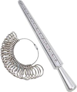 NIUPIKA Ring Sizer Measuring Tool Ring Mandrel Measurement Tool Measure Ring Size Finger Sizing Set Metal Gauge US Size 1-13 Jewelry Sizers Kit of 27 Pieces