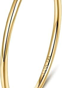 NOKMIT 1mm 14K Gold Filled Rings for Women Girls Thin Gold Ring Dainty Cute Stacking Stackable Thumb Pinky Band Non Tarnish Comfort Fit Size 4 to 11 1PC/2PCS/3PCS