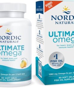 Nordic Naturals Ultimate Omega, Lemon Flavor - 90 Soft Gels - 1280 mg Omega-3 - High-Potency Omega-3 Fish Oil Supplement with EPA & DHA - Promotes Brain & Heart Health - Non-GMO...