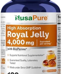 NusaPure Royal Jelly 4000mg - 120 Veggie Capsules (Non-GMO, Gluten Free, Bioperine)