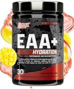 Nutrex Research EAA Hydration | EAAs + BCAA Powder | Muscle Recovery, Strength, Muscle Building, Endurance | 8G Essential Amino Acids + Electrolytes | 30 Servings It's Mango Time