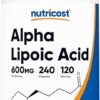 Nutricost Alpha Lipoic Acid 600mg Per Serving, 240 Capsules - Gluten Free, Vegetarian Capsules, Soy Free & Non-GMO