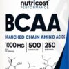 Nutricost BCAA 1000mg, 500 Capsules (250 Serv), 2:1:1 Branched Chain Amino Acids (500mg of L-Leucine, 250mg of L-Isoleucine and L-Valine)