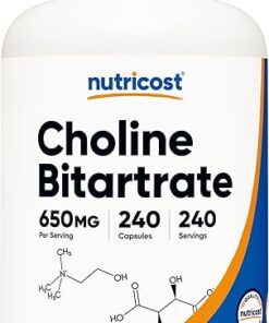 Nutricost Choline Bitartrate 650mg, 240 Vegetarian Capsules - Non-GMO, Vegetarian Friendly, Gluten Free