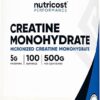 Nutricost Creatine Monohydrate Micronized Powder 500G, 5000mg Per Serv (5g) - Micronized Creatine Monohydrate, 100 Servings, 17.637 Ounes