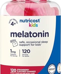 Nutricost Kids Melatonin Gummies 1mg, 120 Gummies, Strawberry Flavored