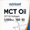 Nutricost MCT Oil Softgels 1000mg, 150 SFG (3,000mg Serv) - Great for Keto, Ketosis, and Ketogenic Diets