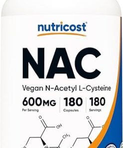 Nutricost N-Acetyl L-Cysteine (NAC) 600mg, 180 Capsules - Non-GMO, Gluten Free