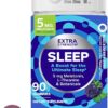 OLLY Extra Strength Sleep Gummy, Occasional Sleep Support, 5 mg Melatonin, L-Theanine, Chamomile, Lemon Balm Extracts, Sleep Aid, Blackberry Flavor - 90 Count (Packaging May Vary)