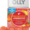 OLLY Probiotic + Prebiotic Gummy, Digestive Support and Gut Health, 500 Million CFUs, Fiber, Adult Chewable Supplement for Men and Women, Peach, 30 Day Supply - 30 Count