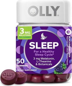 OLLY Sleep Gummy, Occasional Sleep Support, 3 mg Melatonin, L-Theanine, Chamomile and Lemon Balm Extracts, Sleep Supplement, Blackberry Flavor - 50 Count