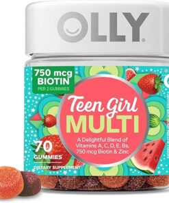 Olly Teen Girl Multi Gummy, Healthy Skin and Immune Support, 15 Essential Vitamins, Biotin, Zinc, Calcium, Chewable Multivitamin, Berry Melon, 35 Day Supply, 70 Count