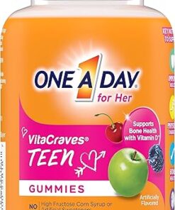 One A Day Teen for Her Multivitamin Gummies, Gummy Multivitamins with Vitamin A, C, D, E and Zinc for Immune Health Support, Physical Energy & more, 60 Count