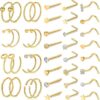 ONESING 35-70 PCS 18G 20G Nose Rings for Women Nose Piercings Jewelry Gold Nose Rings Hoops L Shape Nose Rings Studs Screw 316L Surgical Stainless Steel Nose Rings for Men Women