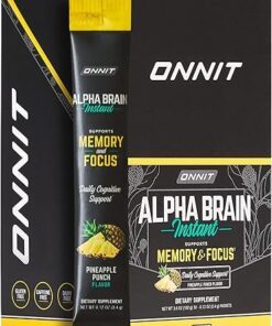 ONNIT Alpha Brain Instant - Pineapple Punch Flavor - Nootropic Brain Booster Memory Supplement - Brain Support for Focus, Energy & Clarity - Alpha GPC Choline, Cats Claw,...