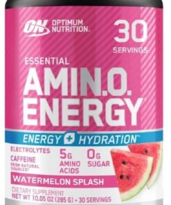 Optimum Nutrition Amino Energy Powder Plus Hydration, with BCAA, Electrolytes, and Caffeine, Watermelon Splash, 30 Servings (Packaging May Vary)