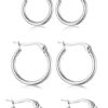 ORAZIO 4 Pairs Stainless Steel Hoop Earrings Set Cute Huggie Earrings for Women,10MM-20MM