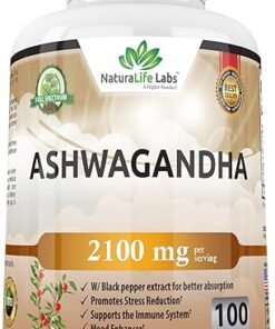 Organic Ashwagandha 2,100 mg - 100 Vegan Capsules Pure Organic Ashwagandha Powder and Root Extract - Stress Relief, Mood Enhancer