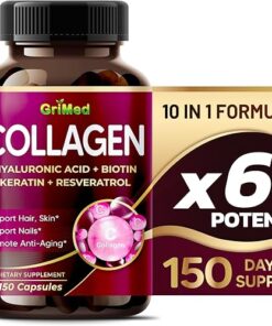 Organic Collagen 6,419 mg with Hyaluronic Acid, Biotin, Keratin, Resveratrol Hair Skin, Nails Vitamins - Made in The USA (90 Count (Pack of 1))