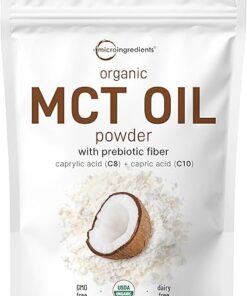 Organic MCT Oil Powder with Prebiotic Fiber,1 Pound(16 Ounce), Fast Fuel for Body and Brain, C8 MCT Oil for Coffee Creamer, No GMOs, Keto Diet, Vegan