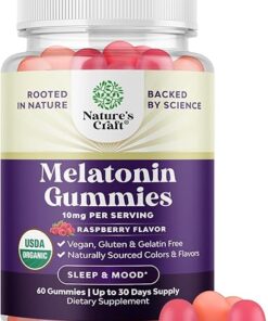 Organic Melatonin Gummies 10mg per Serving - Fast Acting Tasty Sleep Gummies for Adults Extra Strength Melatonin 10mg for Adults Enhanced Sleep Quality & Duration - Non GMO...