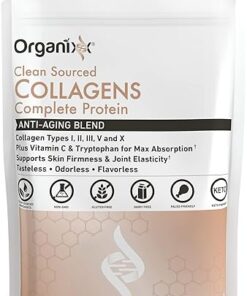 Organixx Clean Sourced Collagen Powder, Hydrolyzed Protein Powder Collagen Peptides with Vitamin C, and Types I, II, III, V, X, For Skin, Joints, Hair and Nails, Aging Support,...