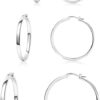 PABBEU 925 Sterling Silver Hoop Earrings,3 Pair Silver Hoop Earrings for Women, Lightweight Small Silver Hoop Earrings,Hypoallergenic Silver Hoop Earrings for Women 20mm 30mm 40mm