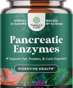 Pancreatin Digestive Enzymes for Digestive Health - Pancreatic Enzymes for Humans with Fat Carb and Protein Digestive Enzymes for Women and Men - Protease Amylase & Lipase...